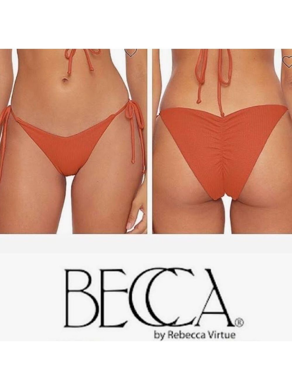 WOMEN’S BECCA Beccaswim Pucker Up Tie Side Swim Bottom Swimwear L Ginger